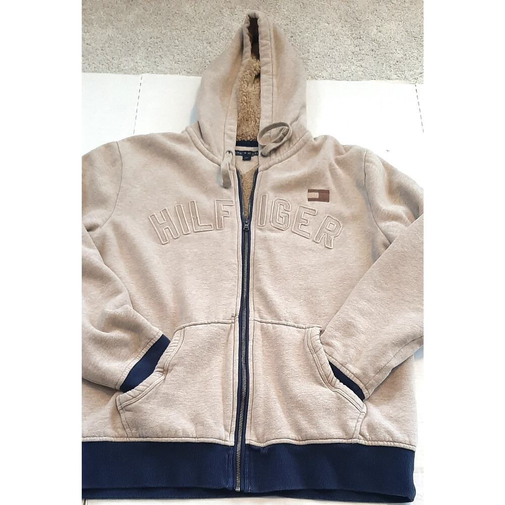 Vintage Hilfiger Full Zip Fully Lined Heavy Hoodie Size L